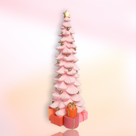 December Diamonds Pink Tree w/Gifts Tabletop Decor