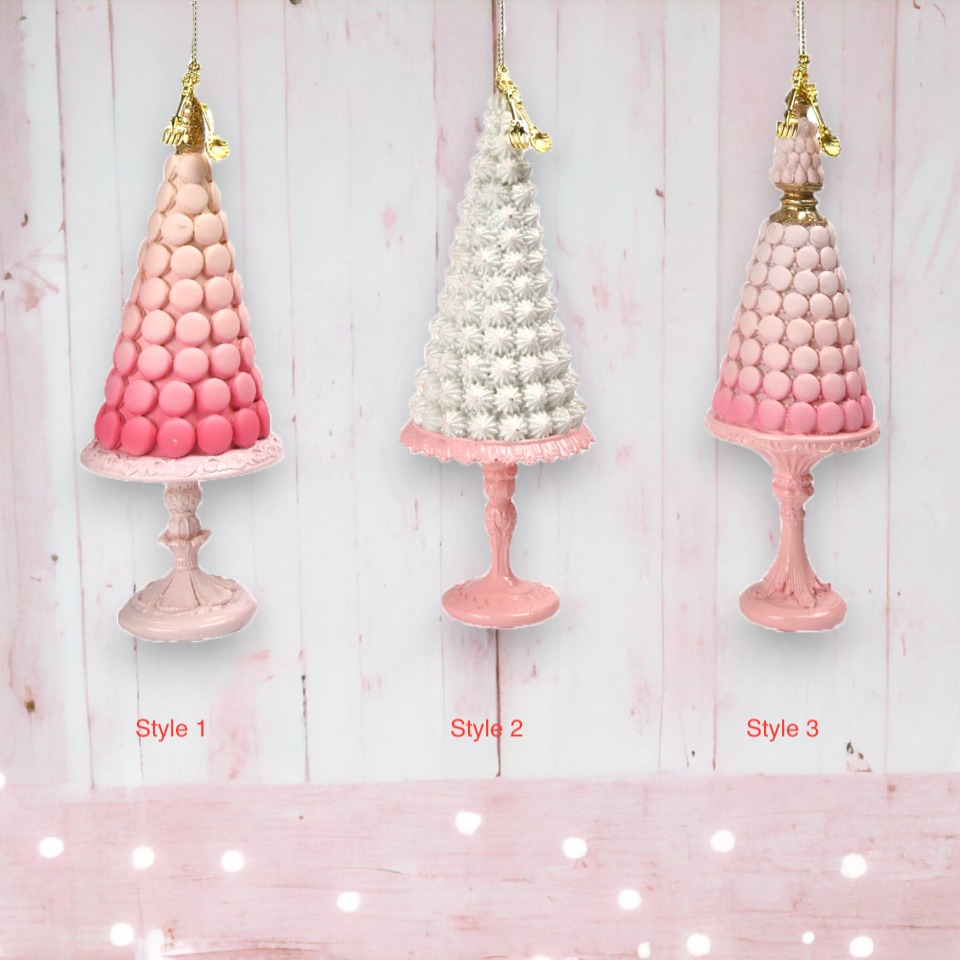 Pink Macaron Tree Orn 3 Assortments 7in/18cm