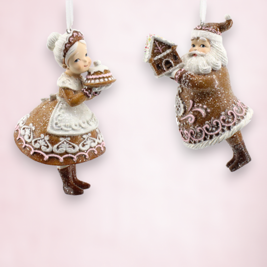 Mr / Mrs Santa Claus Gingerbread Orn 2 Assortments 5.5in/14cm (29-29468)