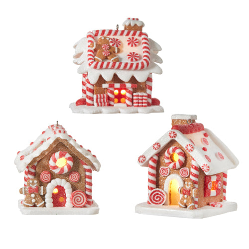 3.25" Lighted Gingerbread House Ornament 3 Assortments (4115522)