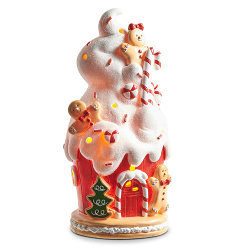 9.75" Lighted Gingerbread Cupcake House