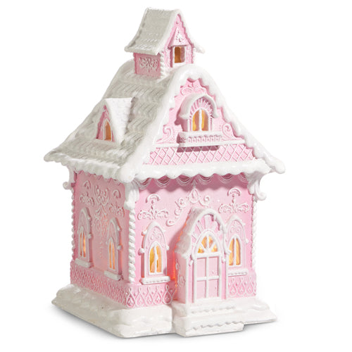 4457675 - Pink Lighted Gingerbread House 13.25" Pre-Order (See T&C Below)