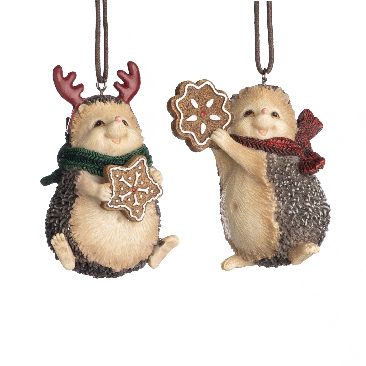 D44062 Xmas Hedgehog with Gingerbread Ornament 8.5cm - 2 Assortments