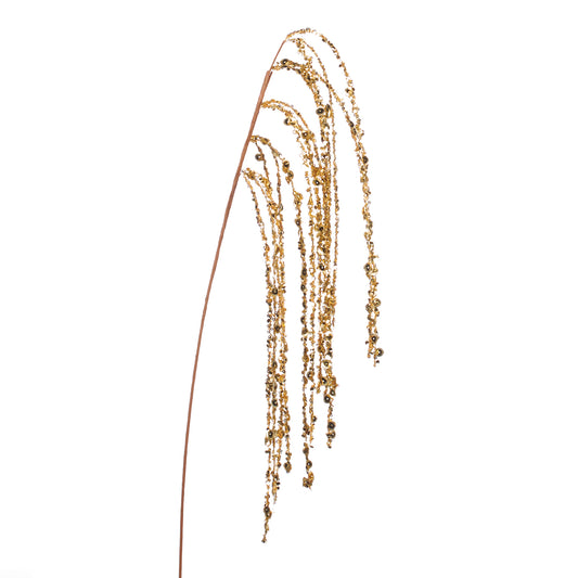 Gold Glitter Sequin Hanging Needle Stem 99cm