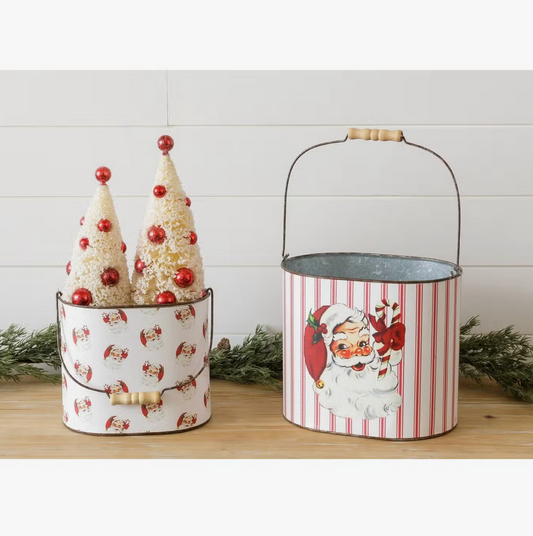 Vintage Santa Containers (Set of 2)