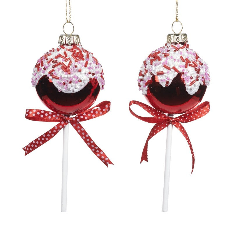 Glass Red Lollipop with Sprinkles - 1 Piece