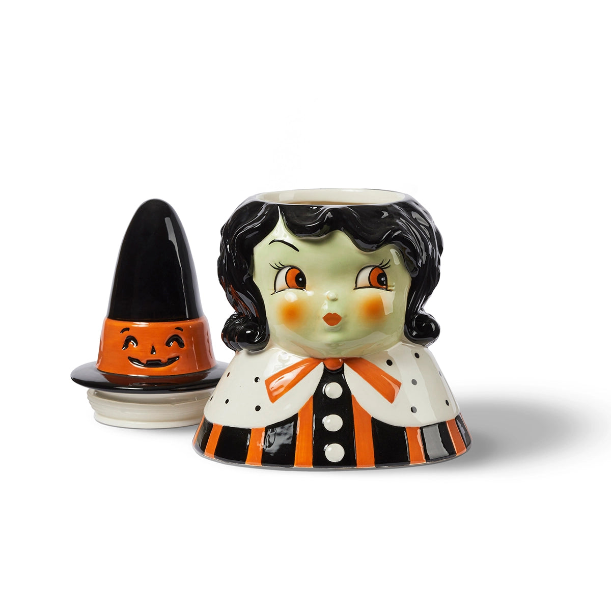JPD Carnival Cottage Black-Haired Witch Cookie Jar