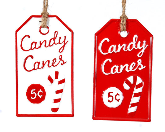 Metal CANDY CANE Hanging Ornaments 13.3cm Set of 2 - 10322