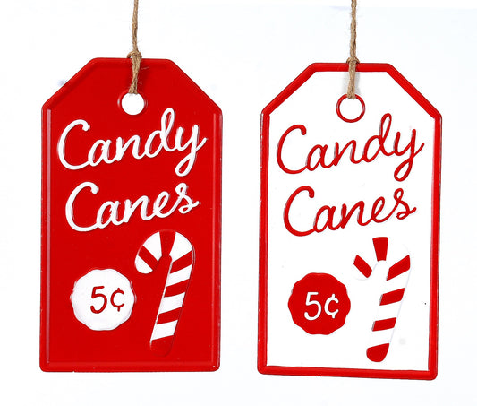 Metal CANDY CANE Hanging Ornaments 26.6cm Set of 2 - 10323