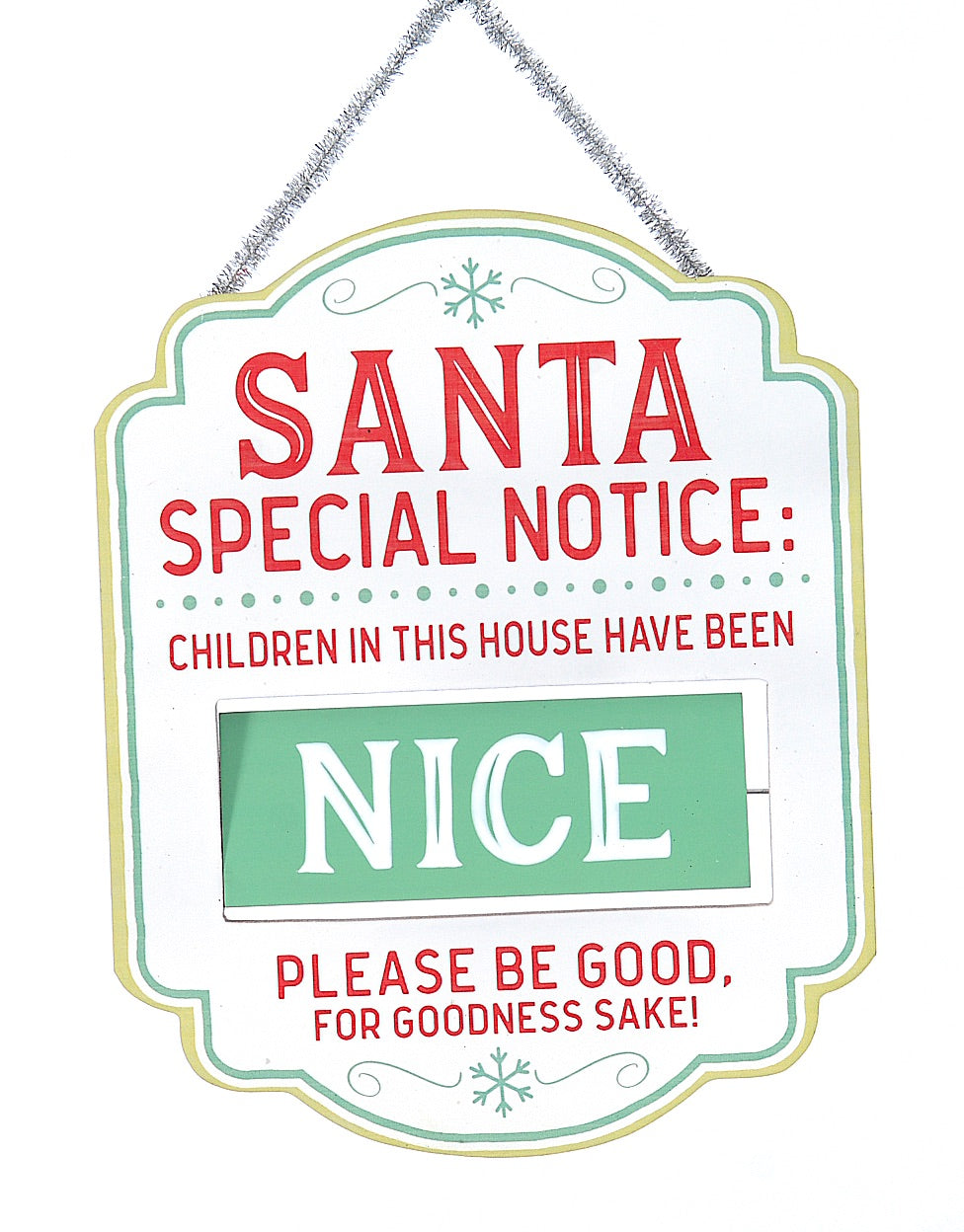 Wood Santa Special Notice Naughty/Nice Sign 26.7cm - 10336