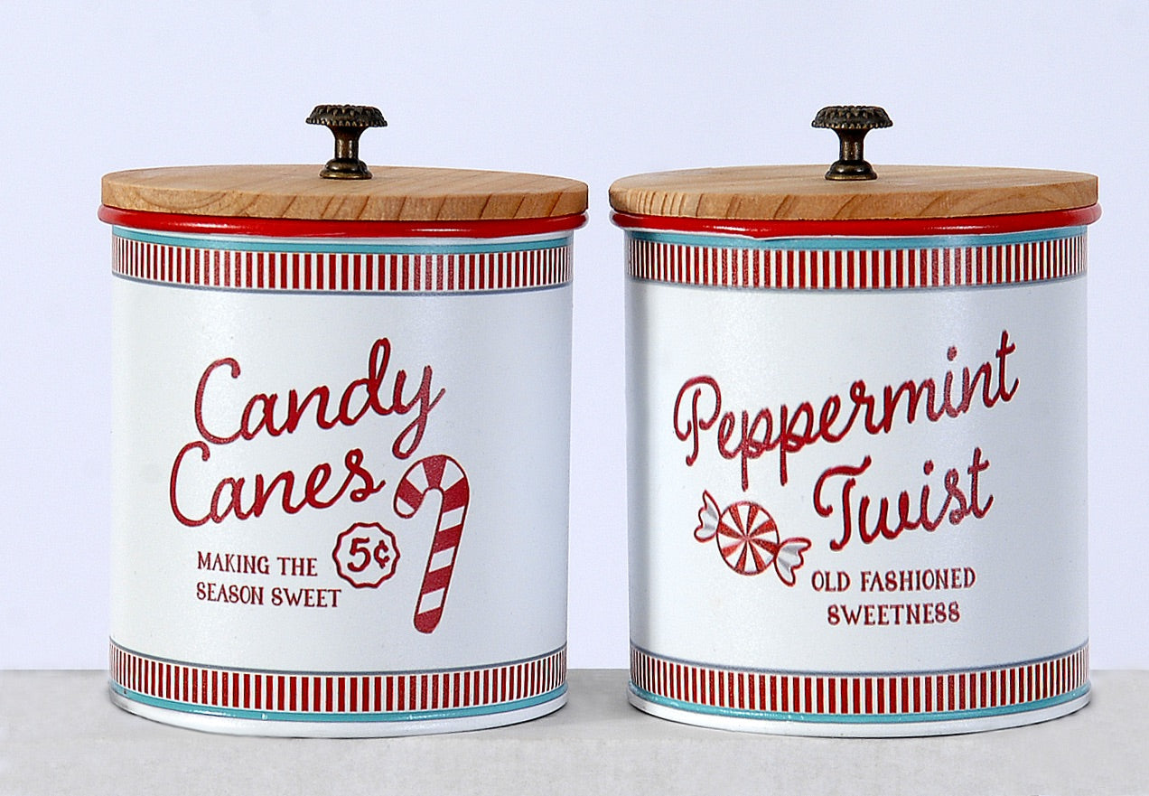 Old Fashioned Candy Metal Containers 2 Assortments (10349)