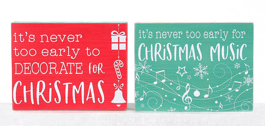 Christmas Wood Block Decor 15cm - Set of 2 (10353)