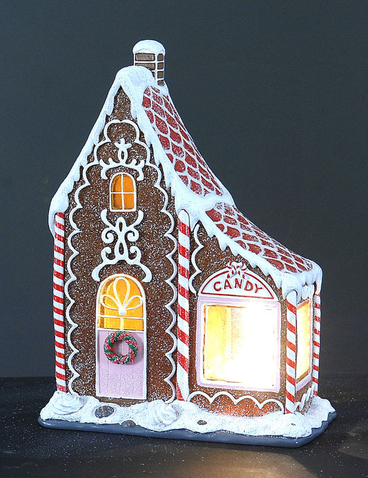 Polyresin light up gingerbread candy house  (10715)