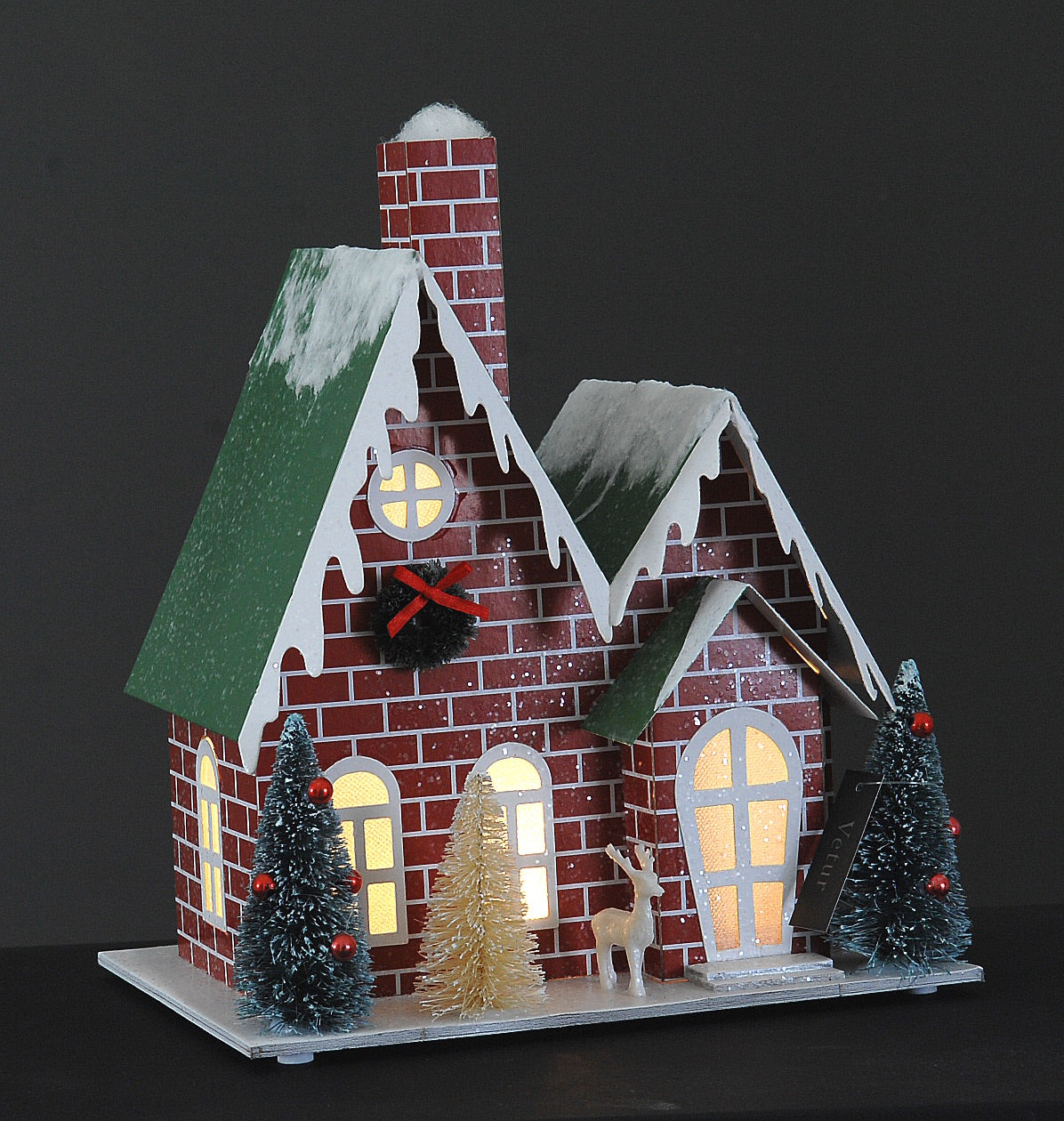 Christmas Paper House with Trees 25cm (10832)
