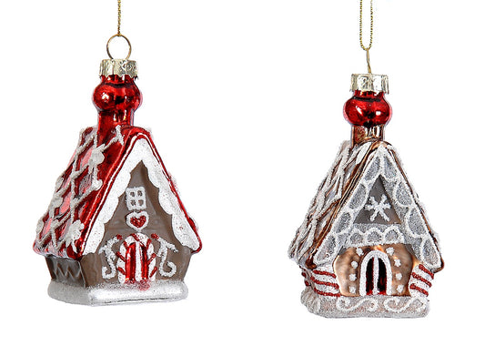 Glass Gingerbread House Ornaments 10.5cm (11501) - 1 Piece