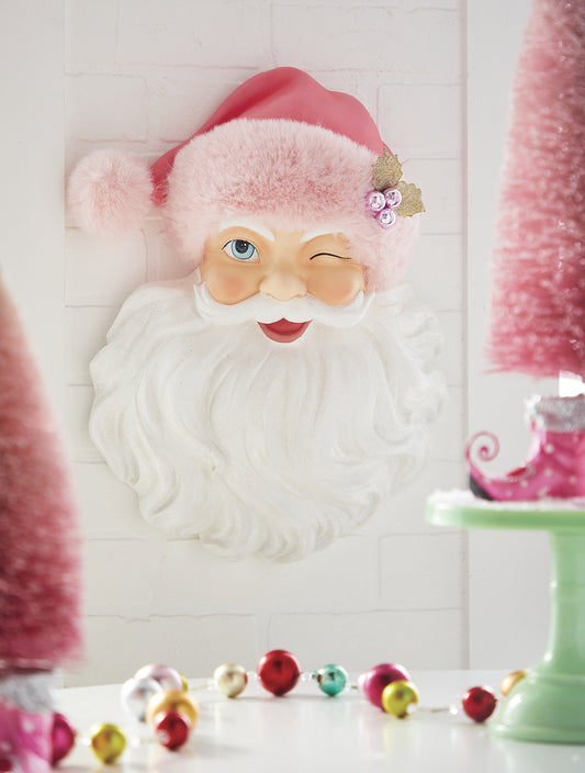 Santa Face with Pink Hat Wall Art 17" (4210233)