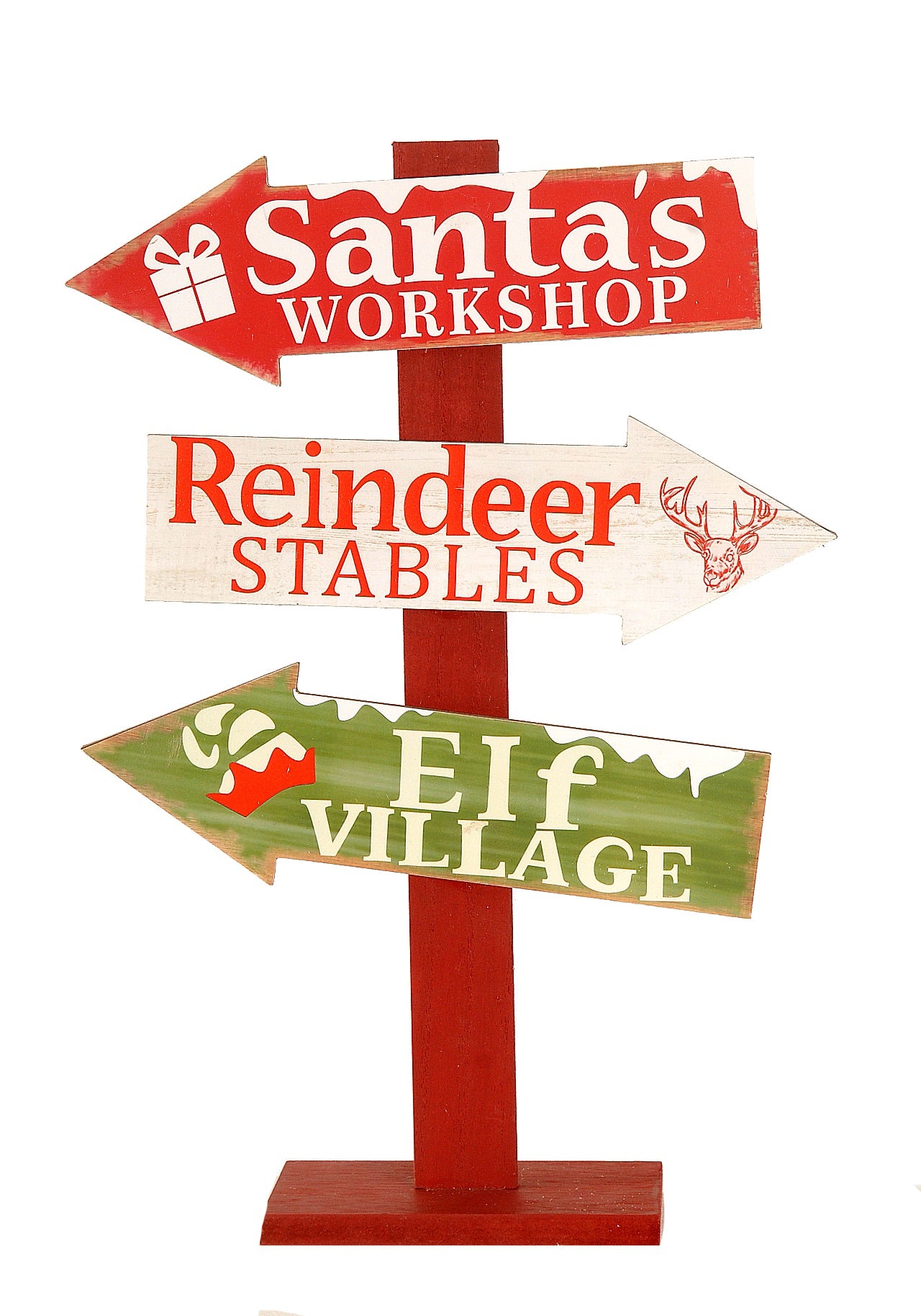 42cm Christmas wooden Signs w/3 Directions (95216)