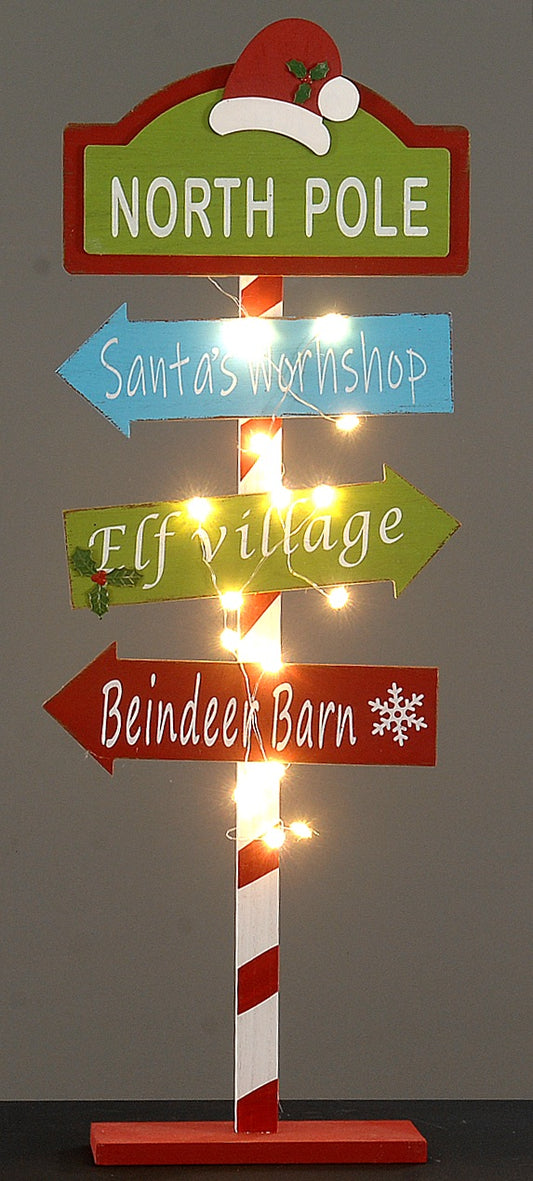 82cm Christmas Wooden Signs w/4 Directions (95217)