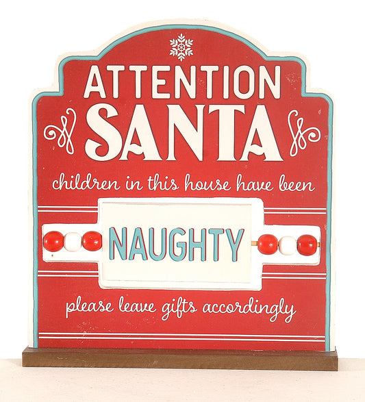 Table Top Attention Santa Sign Naughty/Nice 28cm (9768176)