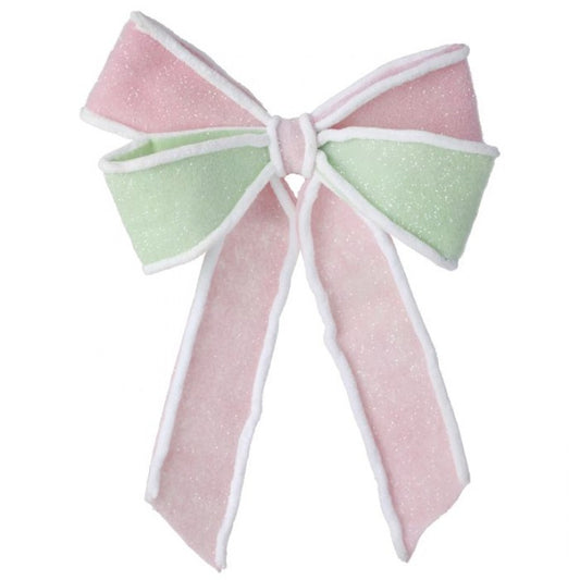 MTX68866 - 15.75" FROSTED PASTEL BOW ORNAMENT