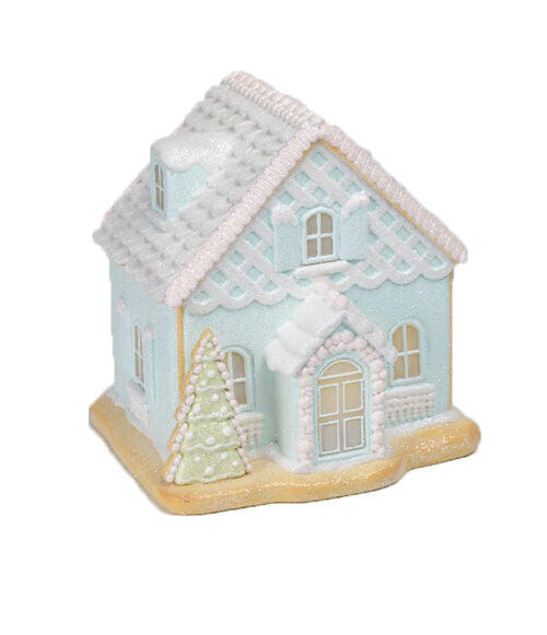 Blue Gingerbread House with LED 30.5cm (29388)