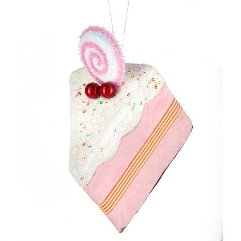 MTX65953 - 6" PINK SPRINKLES CAKE SLICE ORNAMENT