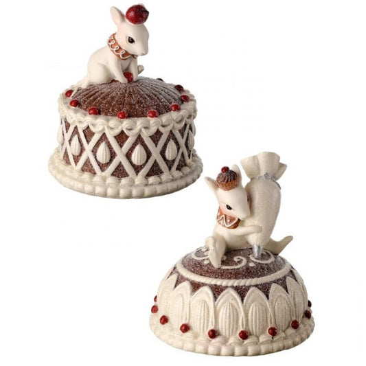 MTX66274 - 4.5"RESIN MOUSE ON GINGERBREAD CAKE 2AS - 1 ITEM