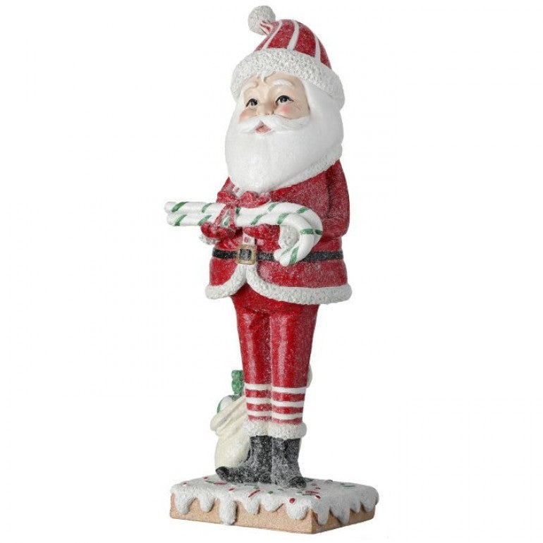 MTX68357 9.5"RESIN SANTA W/CANDY CANES - 2 ASSORTMENTS