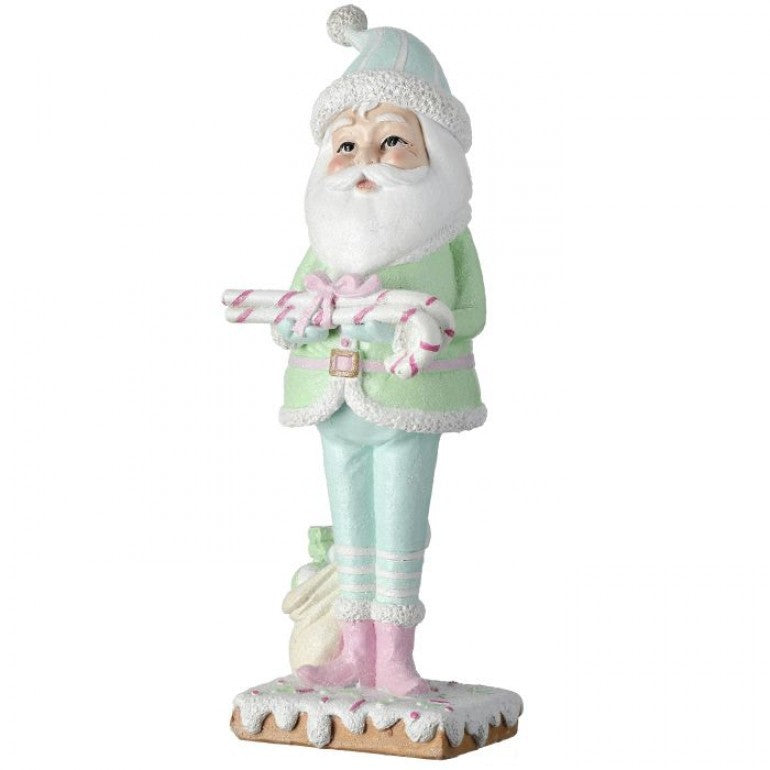 MTX68357 9.5"RESIN SANTA W/CANDY CANES - 2 ASSORTMENTS