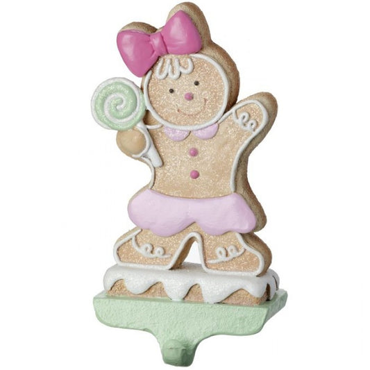 8"RESIN GINGERBREAD PEOPLE STOCKING HOLDER - 1 PIECE