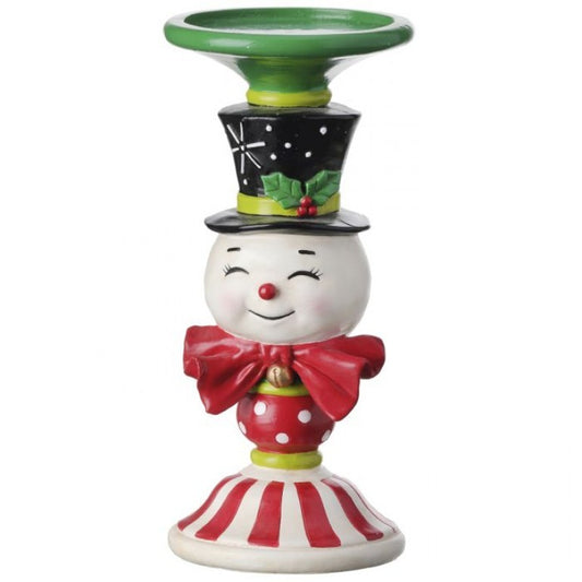 MTX69037 - 9"RESIN CANDY SNOWMAN CANDLE STAND - 2 COLOURS