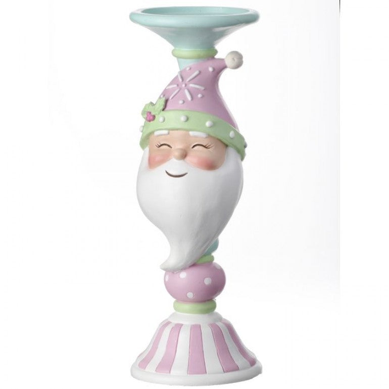 MTX69038 - 12"RESIN CANDY SANTA CANDLE STAND - 2 COLOURS