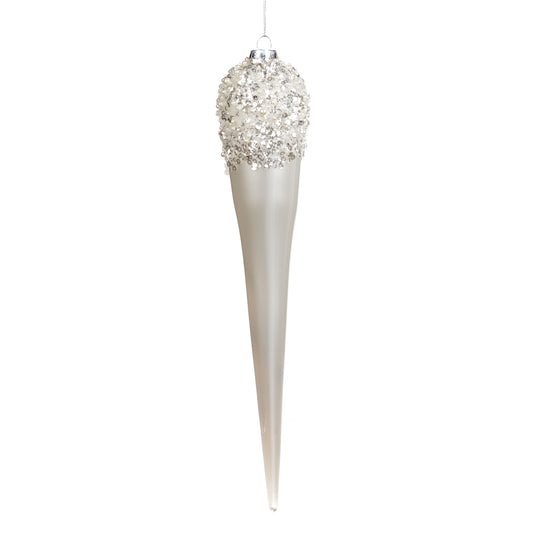 Glass Pearls White Icicle Ornament 36cm