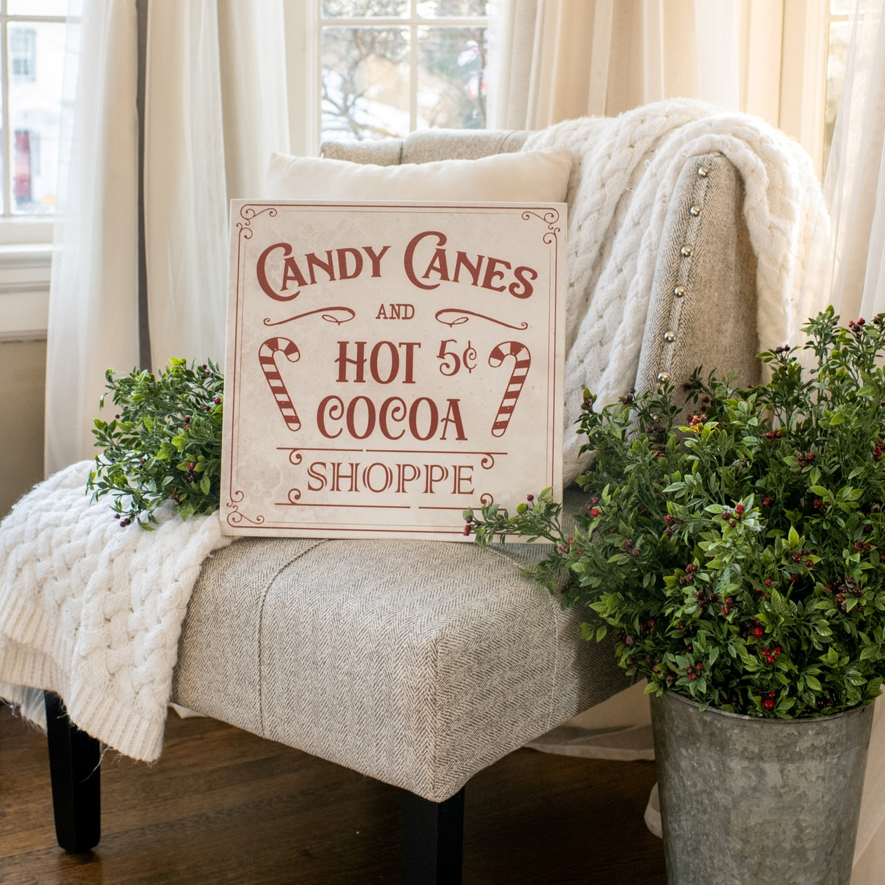 RAGON HOUSE 14" CANDY CANE AND HOT COCOA SIGN (35.5cm) (7784690057464)