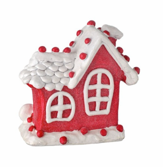 6.5" RESIN PEPPERMINT CANDY HOUSE