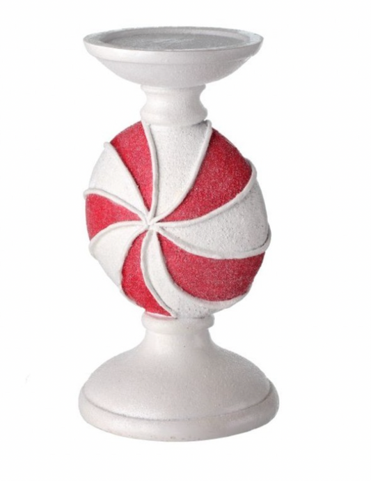 MTX66252 - RESIN PEPPERMINT CANDY CANDLE HOLDER