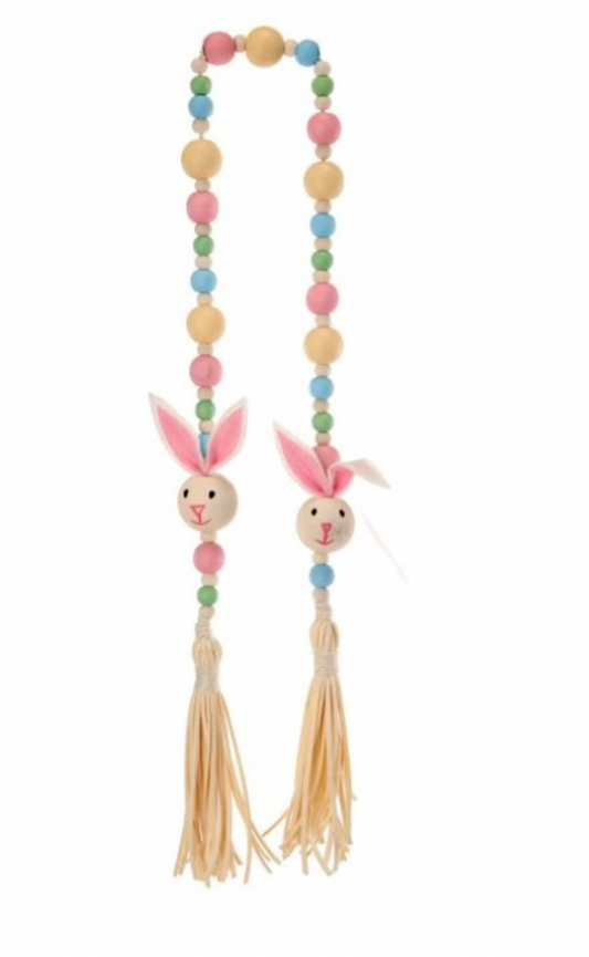 MT25100-PAST - Paster Wood Beads Bunny Tassle Garland 32" (81cm)