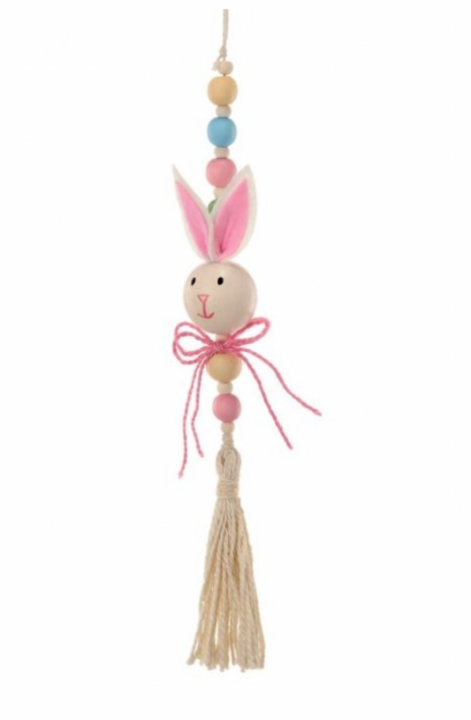 MT25099 - Pastel Wood Beads Bunny Tassle 13" (30cm)
