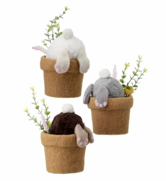 MT24107 - Polyfur Bunny Butt in Wool Pot 6.5" (16.5cm) - 3 Assortments