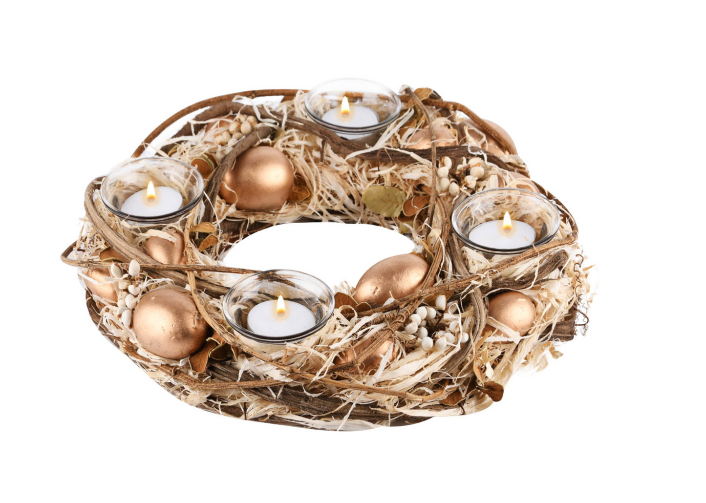 Bird Nest w/Golden Eggs Table Decor - Candle Holder