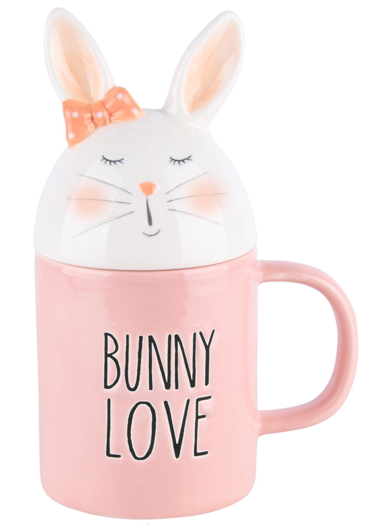 Pink Easter Mug "Bunny Love" w/ Bunny Topper