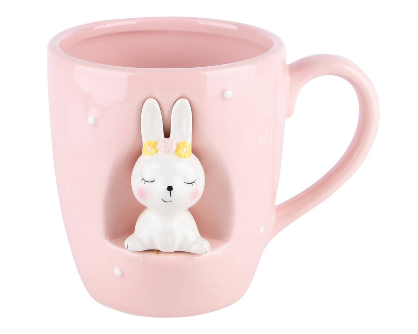 Pink Easter Mug with Cute White Bunny