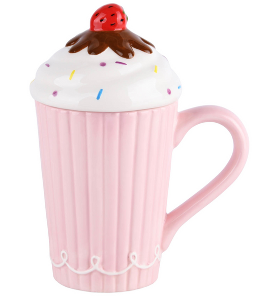 Milkshake Pink Mug with Topper 18cm