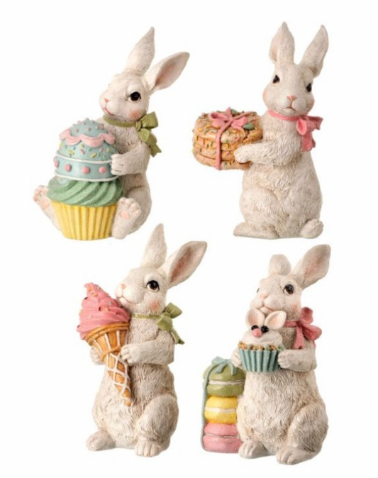 MT23704 - Resin Easter Bunny With Treats 15cm - 4 Assortments
