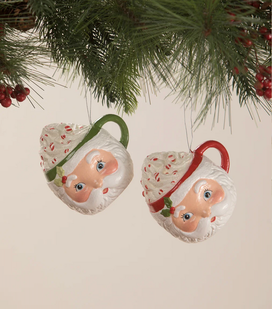 TF1237 - Sweet Tidings Santa Head Mug Ornament Set of 2