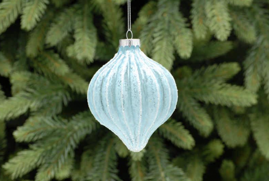 P029995 - 8cm Ice Blue with Frosted Finish Glass Bauble