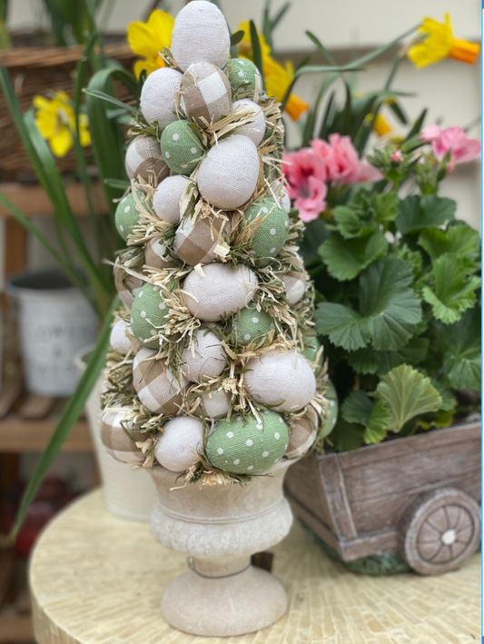 Farmhouse Deco Topiary with Eggs 38cm