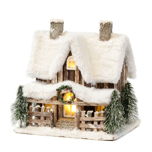 LED Snowy Wood Christmas House 31.5cm