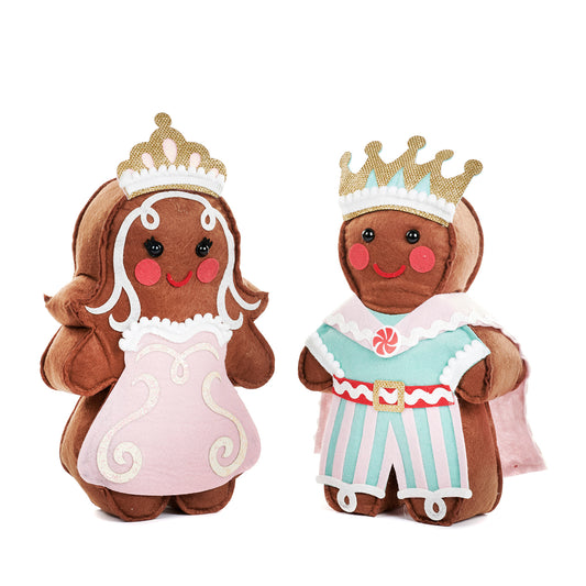 Felt Gingerbread Prince and Princess 31cm - 2 Assortments