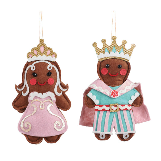 Felt Gingerbread Prince and Princess Hanging Ornament 19cm